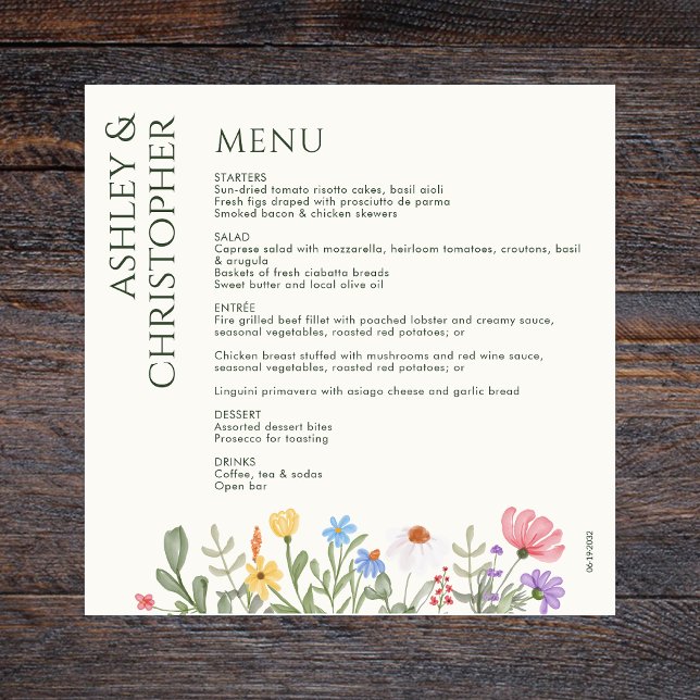 Modern Rustic Wildflower Wedding Menu (Creator Uploaded)