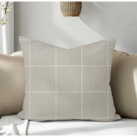 Modern Rustic Windowpane Plaid Linen Grey