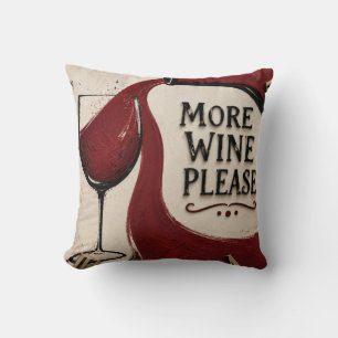 Modern Rustic Wine Lover More Wine Please Throw Pillow