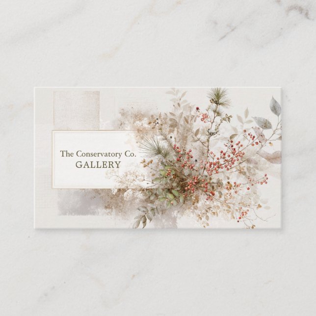 Modern Rustic Winter Berry Botanical Business Card (Front)
