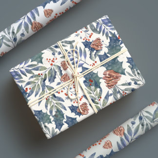 Modern Rustic Winter Forest Botanical Pine Trees Wrapping Paper Sheet