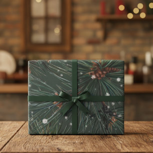 Modern Rustic Winter Pine Pattern Wrapping Paper