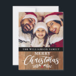 Modern Rustic Wood Family Photo Christmas Card<br><div class="desc">Modern Rustic Wood Family Photo Christmas Card - What a lovely way to send out your holiday greetings this holiday season. Your favourite photo is featured on this very special Christmas card and the card is personalized with your family name and Merry Christmas in pretty, modern script typography, and is...</div>
