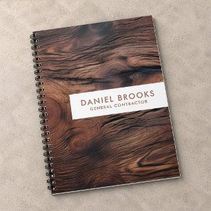 Modern Rustic Wood General Contractor Notebook