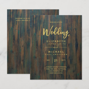 Modern Rustic Wood Gold Budget Wedding Invites