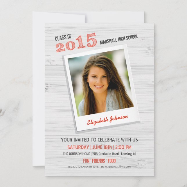 Modern Rustic Wood Graduation Invitation / Photo (Front)