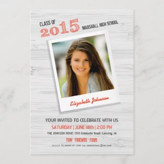 Modern Rustic Wood Graduation Invitation / Photo
