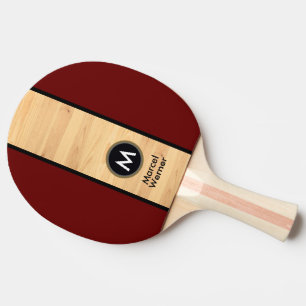 Modern Rustic Wood Monogram Name Ping Pong Paddle