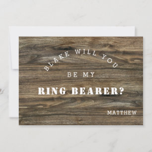 Modern Rustic Wood Will You Be My Ring Bearer Card