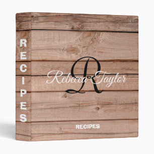 Modern Rustic Wooden Monogram Binder