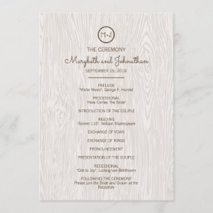 Modern Rustic Woodgrain Wedding Ceremony Program