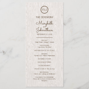 Modern Rustic Woodgrain Wedding Ceremony Program