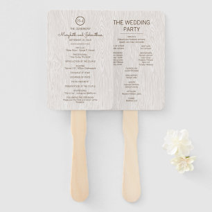 Modern Rustic Woodgrain Wedding Ceremony Program Hand Fan