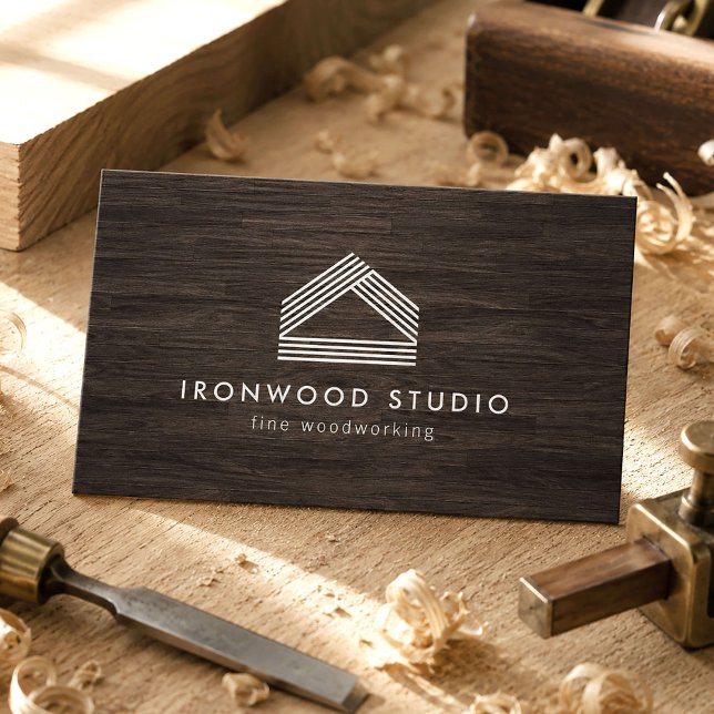 Modern Rustic Woodworking Studio Business Card (Creator Uploaded)