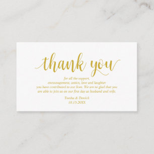 Modern Rustic Yellow gold, Wedding Thank you Enclosure Card