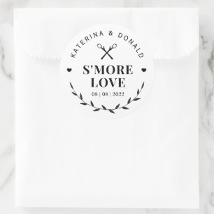 Modern S’more Love Wedding  Classic Round Sticker
