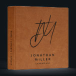 Modern Sable Leather Print Modern Monogram Binder<br><div class="desc">Simple monogrammed binder features a modern design with brushed script initials on sable brown leather-look printed background. Monogram initials are layered to create a unique design for you. Custom name presented in the lower thirds in simple stylish font with title role position or custom text. A modern binder for home...</div>