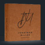 Modern Sable Leather Print Modern Monogram Binder<br><div class="desc">Simple monogrammed binder features a modern design with brushed script initials on sable brown leather-look printed background. Monogram initials are layered to create a unique design for you. Custom name presented in the lower thirds in simple stylish font with title role position or custom text. A modern binder for home...</div>