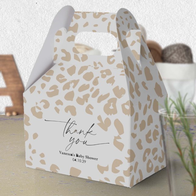 Modern Safari Animal Print Gender Neutral Shower Favor Box (Modern Animal Print Gender Neutral Baby Shower Favor box.)
