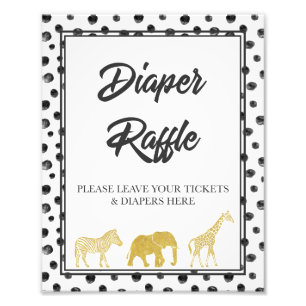 Modern Safari Baby Shower Diaper Raffle Game Photo Print