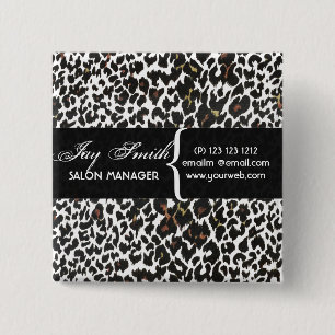 Modern Safari Salons Hair Business Name Tag 2 Inch Square Button