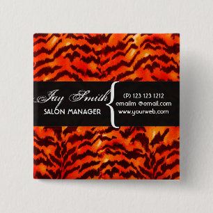 Modern Safari  WildLife Stripes Pattern  Name Tag 2 Inch Square Button