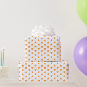 Modern saffron yellow white stars pattern gift wrapping paper