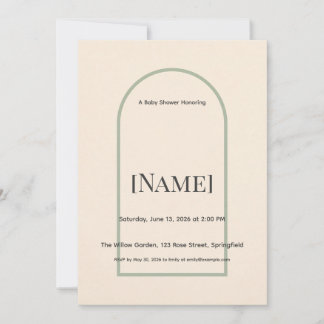 Modern Sage Arch Baby Shower Invitation, Editable Invitation