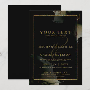 Modern Sage Black Custom3 Watercolor Invitation
