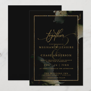 Modern Sage Black Custom Watercolor Invitation