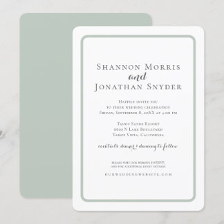 Modern Sage Border Wedding Invitation