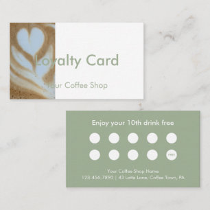Modern Sage Custom Photo Coffee Cafe Customer Loyalty Card