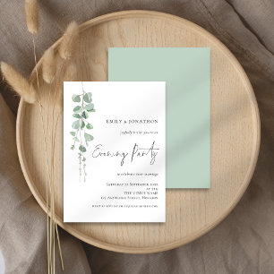 Modern Sage. Eucalyptus Wedding Evening Party Invitation