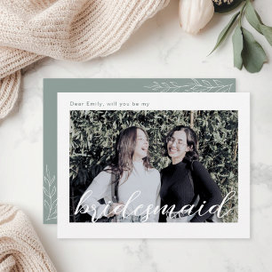 Modern Sage Foliage Bridesmaid Proposal Card