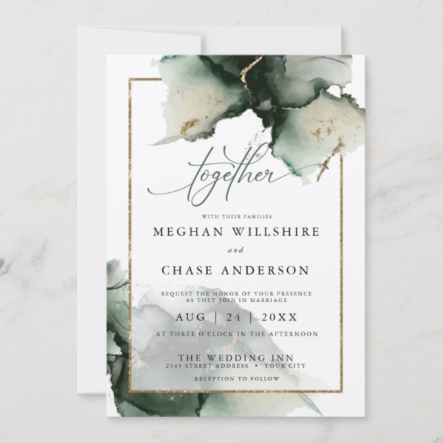 Modern Sage Green2 Watercolor   Invitation (Front)
