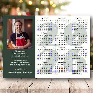 Modern Sage Green 2026 Calendar Business Photo Holiday Card