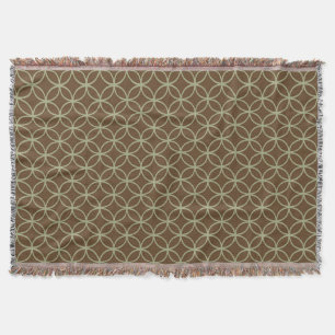 Modern Sage Green and Chocolate Brown Circles Throw Blanket