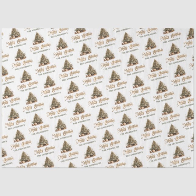 Modern sage green and copper Christmas tree Tissue Paper (Front)