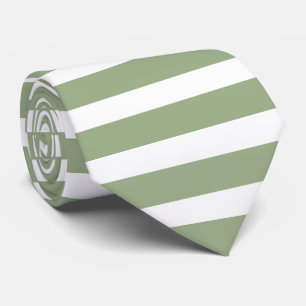 Modern Sage Green And White Horizontal Striped   Tie