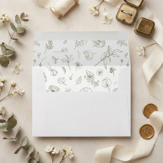 Modern Sage Green and White Simple Wedding Envelope