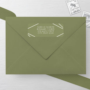 Modern Sage Green and White Wedding Address Label