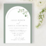 Modern Sage Green Arch Botanical Script Wedding Invitation<br><div class="desc">Are you looking for a modern and elegant wedding invitation that will make a statement? Look no further than our Modern Sage Green Arch Botanical Script Wedding Invitation! This sleek and stylish invitation features a white arch on a crisp sage green background, with watercolor botanical accents. The simple, delicate script...</div>