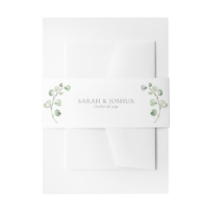 Modern Sage Green Arch Botanical Script Wedding Invitation Belly Band