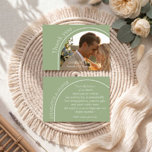Modern Sage Green Arch Custom Photo Thank You Card