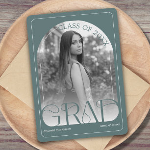 Modern Sage Green Arch Graduation Announcement