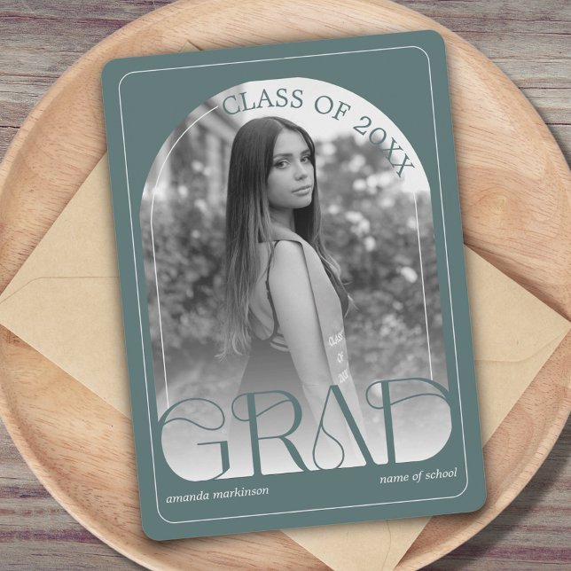 Modern Sage Green Arch Graduation Announcement (Creator Uploaded)
