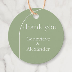 Modern Sage Green Arch Wedding Favour Thank You Ta Tags