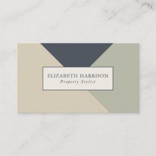 Modern Sage Green Blue Linen Geometric Design  Business Card