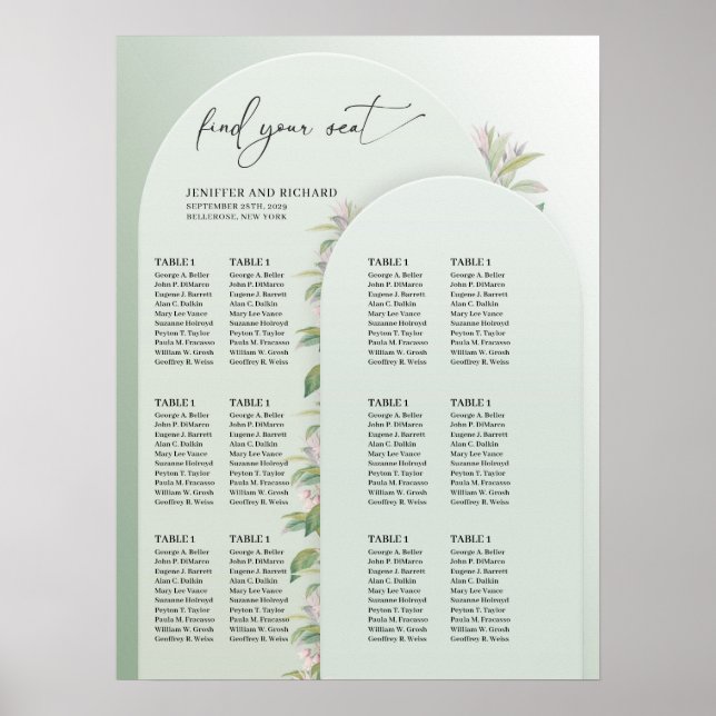 Modern sage green boho arch blush spring floral poster (Front)