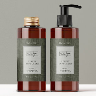 Modern Sage Green Boho Logo 4OZ Cosmetic Bottle Sticker